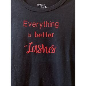 Black Medium Long Sleeve T-Shirt with makeup bag #eyelashes #makeup